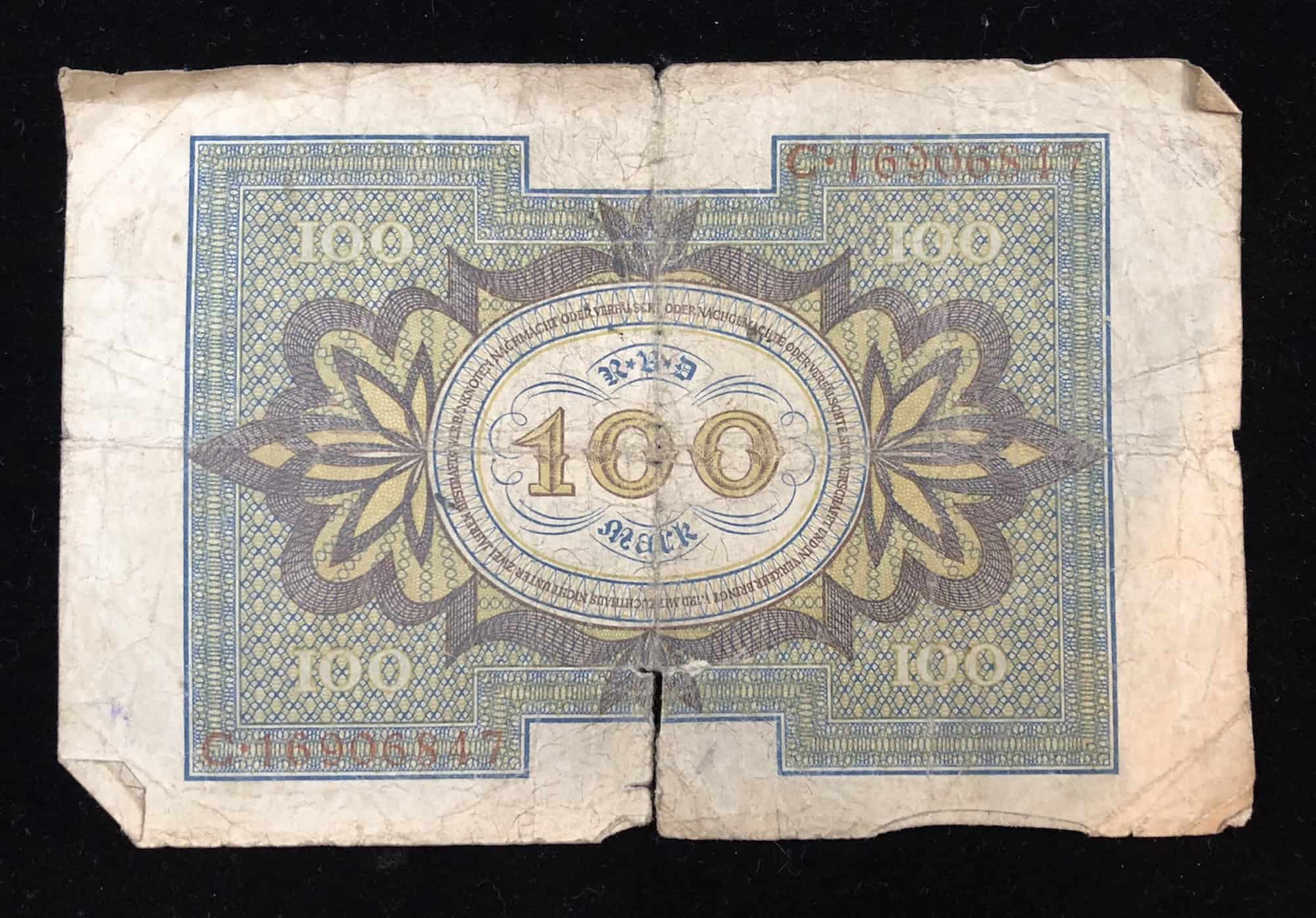 Reichsbanknote (Republic Treasury Notes) - 100 Mark, circa 1920 (back)