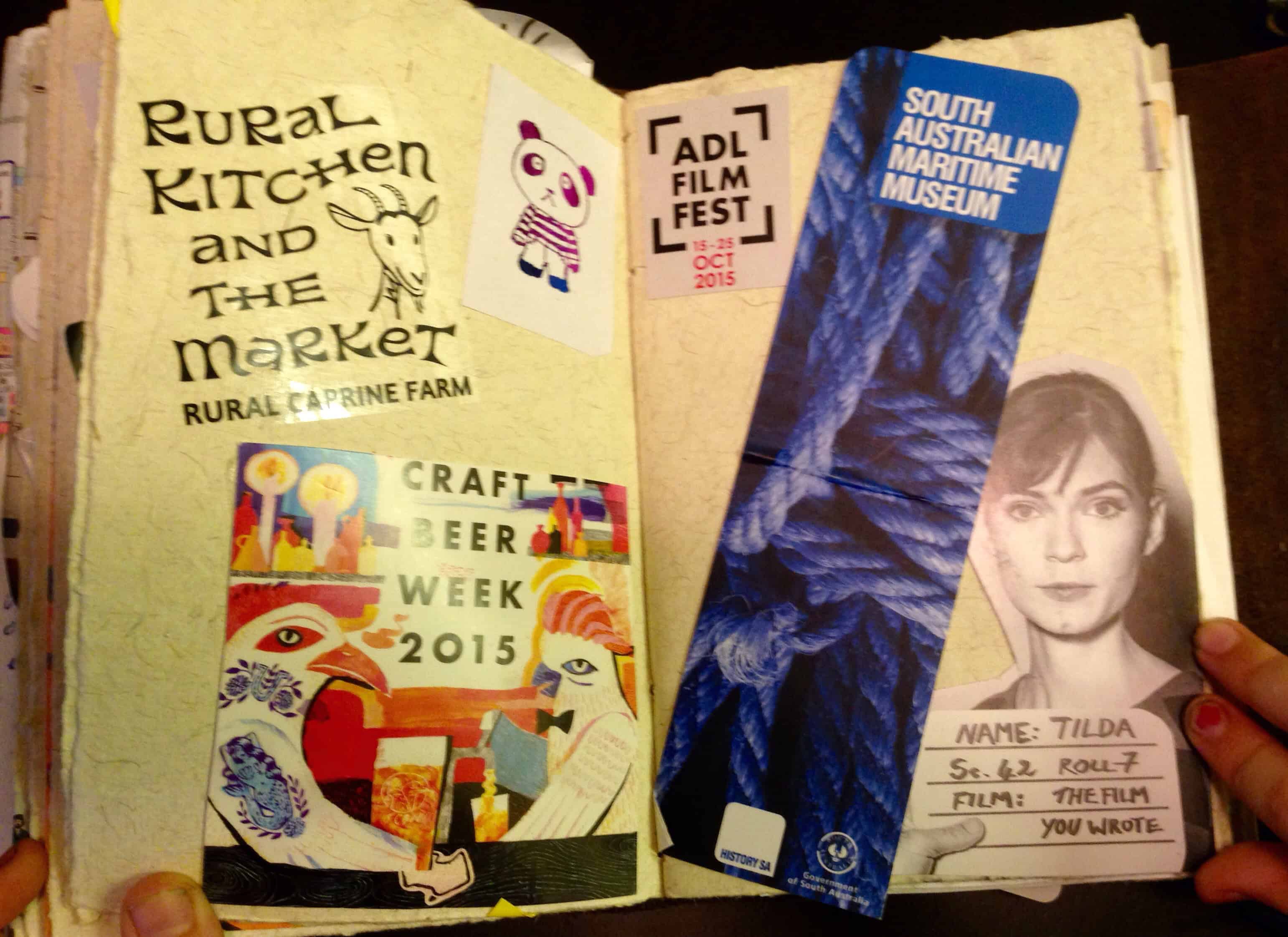 Scrapbook: Gabriola > Japan > Australia, 2015 / Okayama + Adelaide ephemera (page detail)