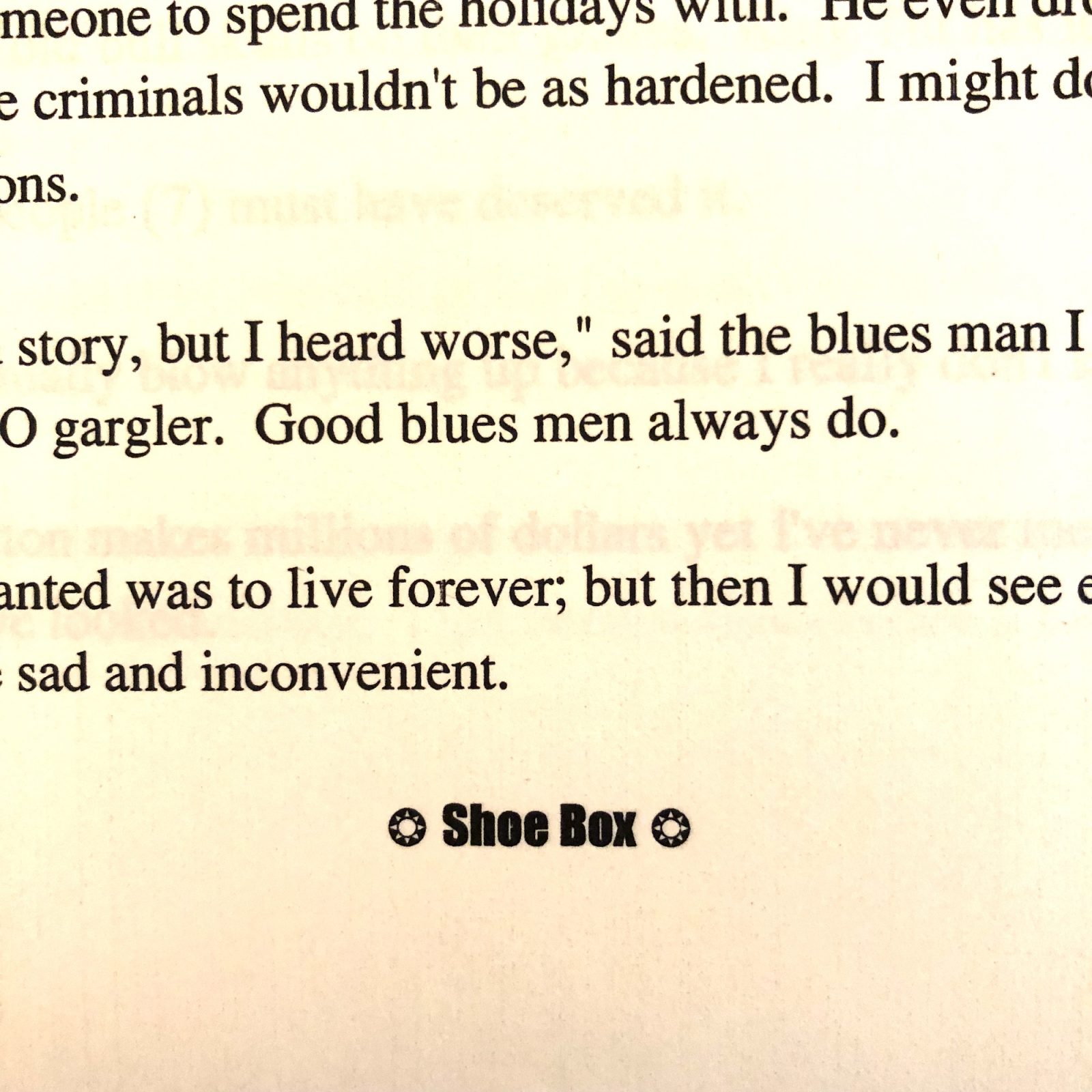 Shoebox, chapbook / text block and footer
