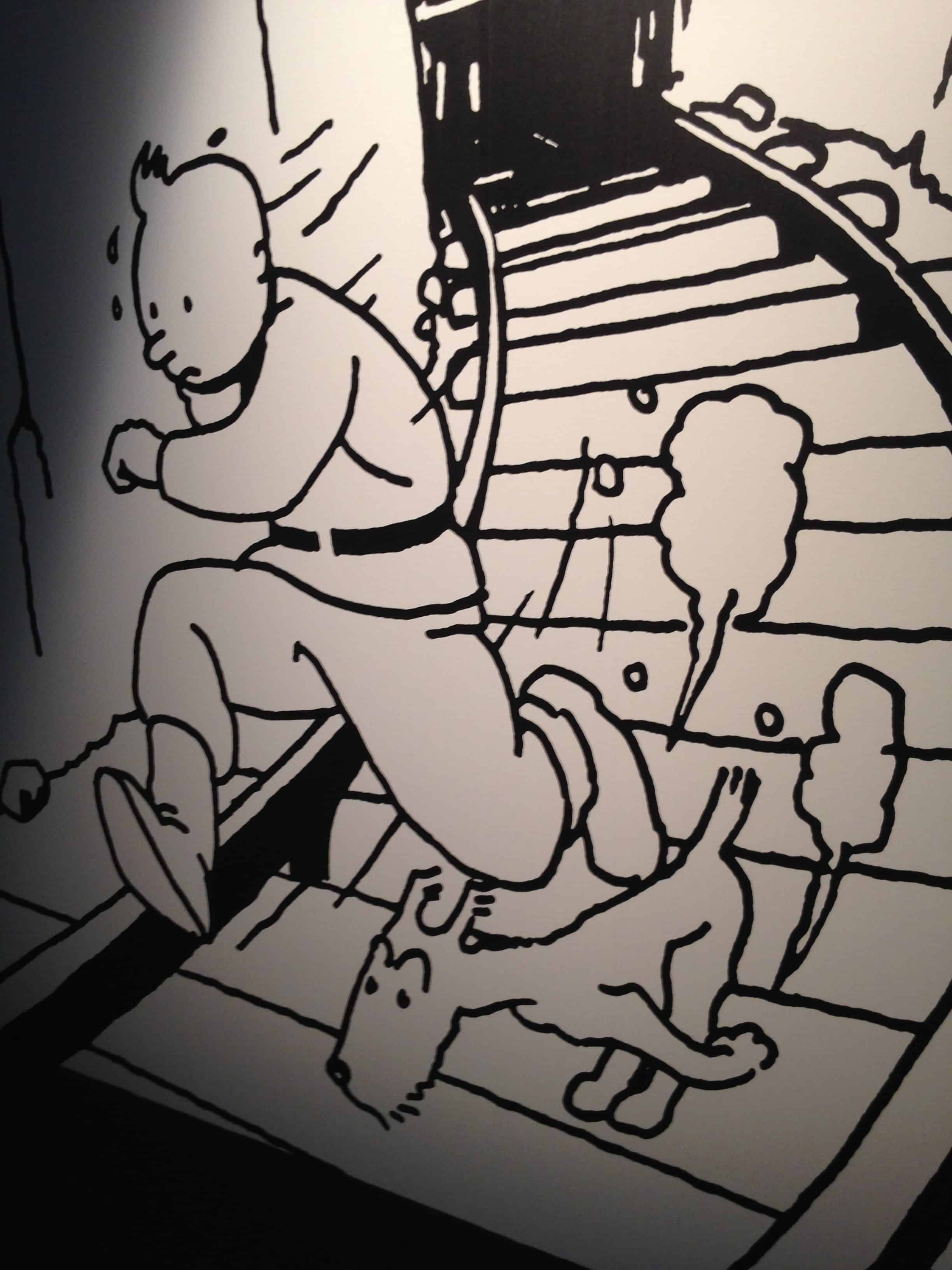 Sketch detail of Tintin running down stairs (story unknown, maybe Black Island)  – Hergé / Tintin artifacts in Québec City